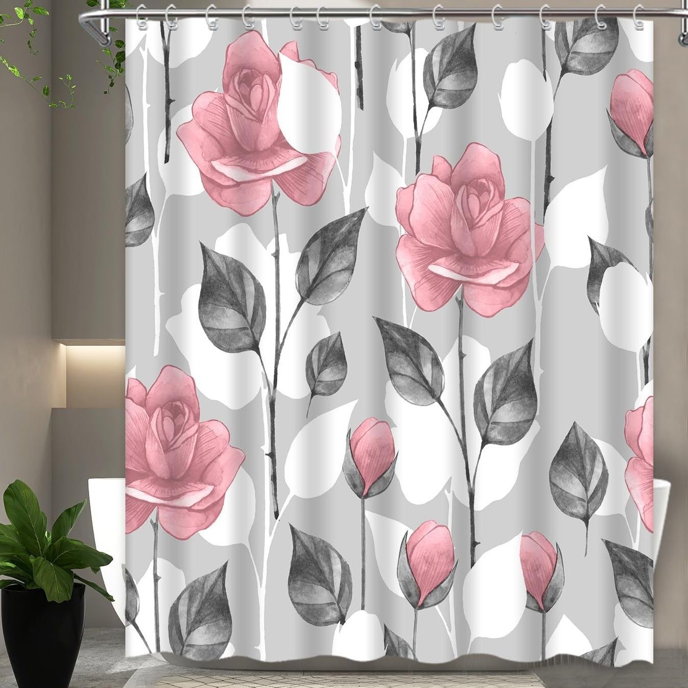 パーテーション 薔薇と水玉模様の間仕切り用カーテン