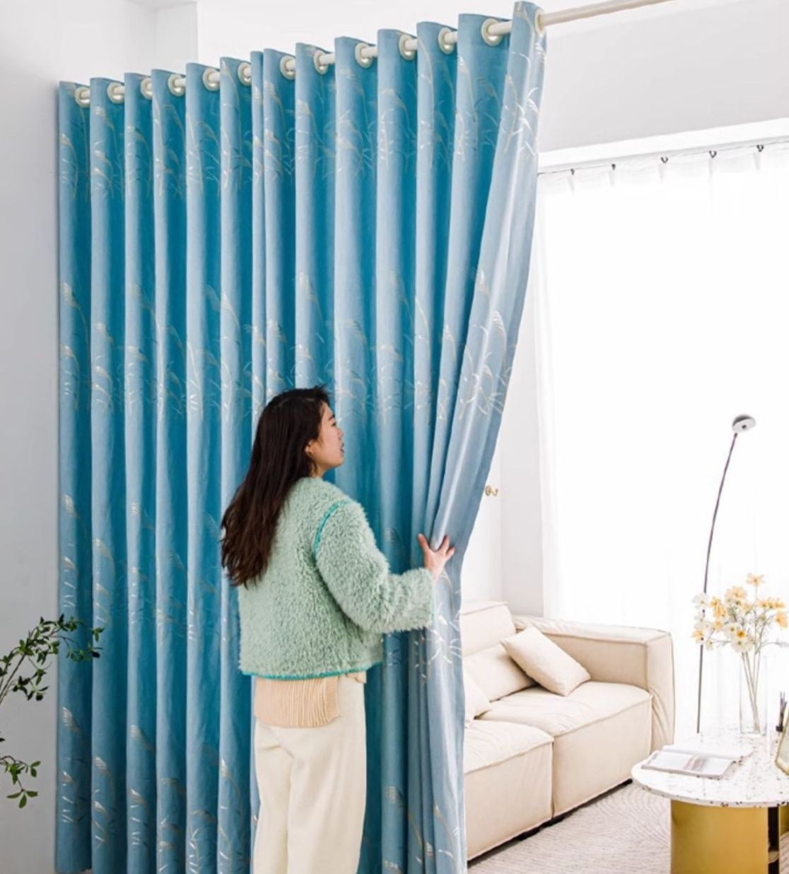 麦穂デザイン間仕切りパーテーションカーテン(カーテンのみ)