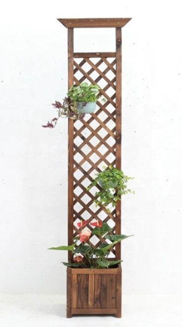 屋外用木製格子パーテーション植木鉢スタンド付き