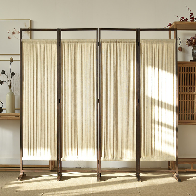 パーテーション 木枠四連式ギャザー布付きパーテーション