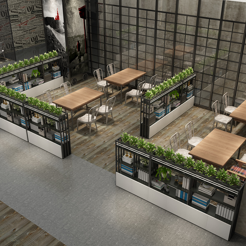 パーテーション グリーン装飾付き多機能収納パーテーション