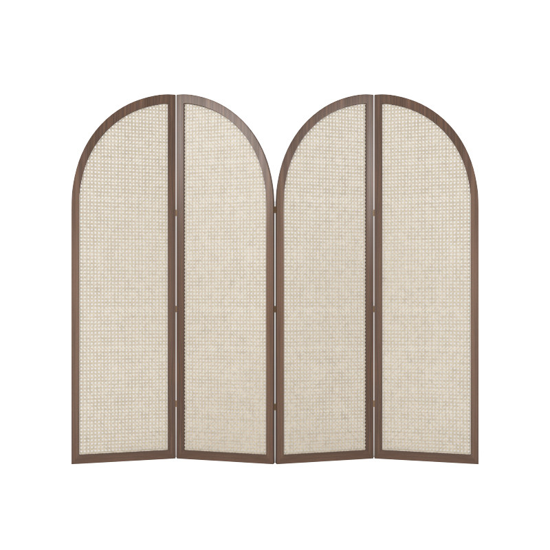 パーテーション アーチ型四連木製間仕切り衝立