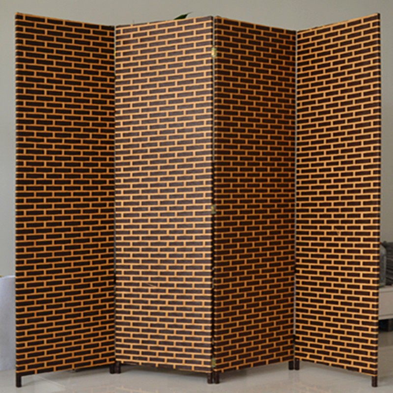 パーテーション 編み込みデザイン四連折り畳み間仕切り衝立