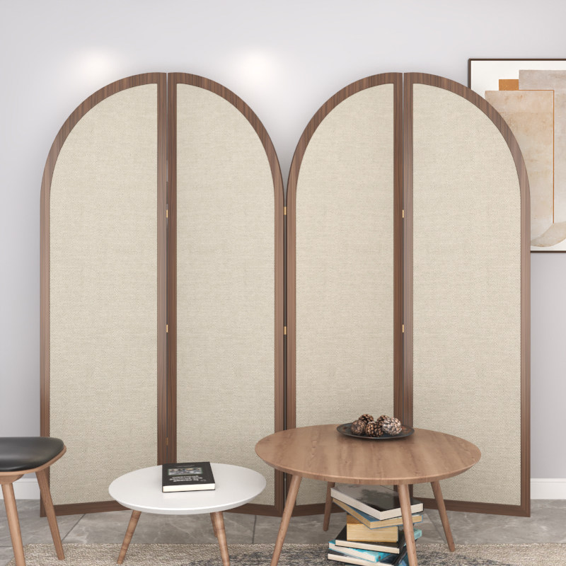 パーテーション アーチ型四連木製間仕切り衝立