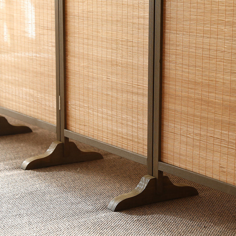 パーテーション 和風格子細工五連木製衝立パーテーション