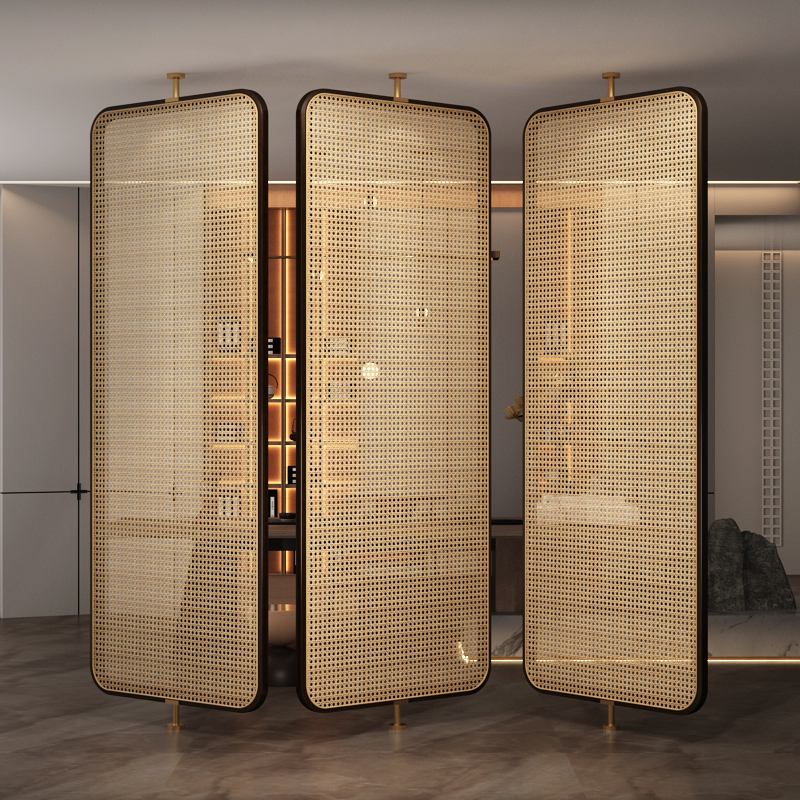 パーテーション 籐編み風天井突っ張り式間仕切りパーテーション