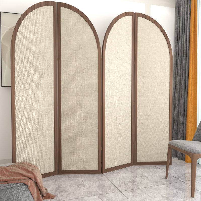 パーテーション アーチ型四連木製間仕切り衝立