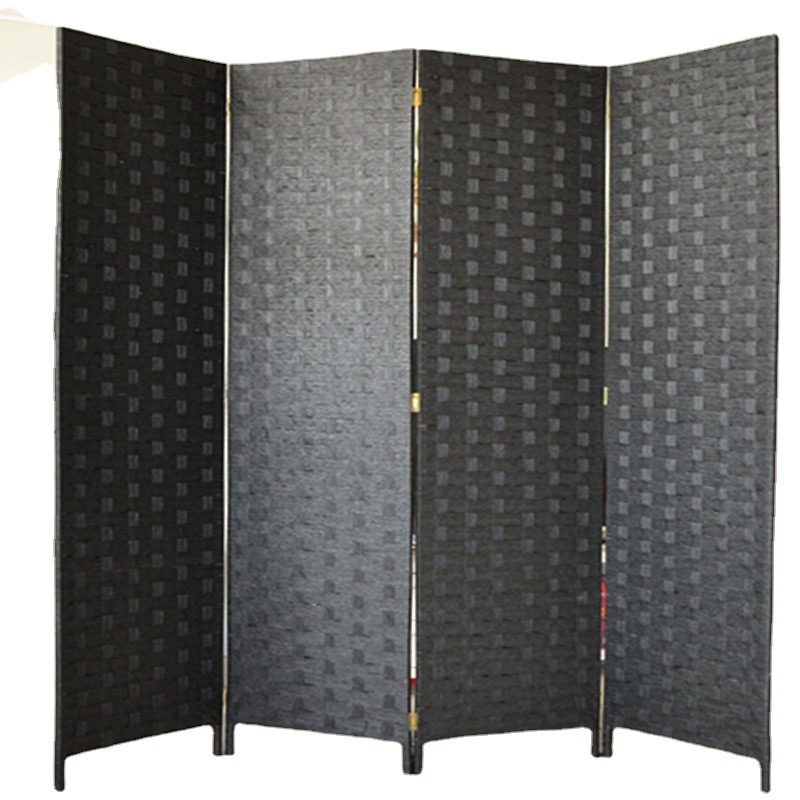パーテーション 編み込みデザイン四連折り畳み間仕切り衝立