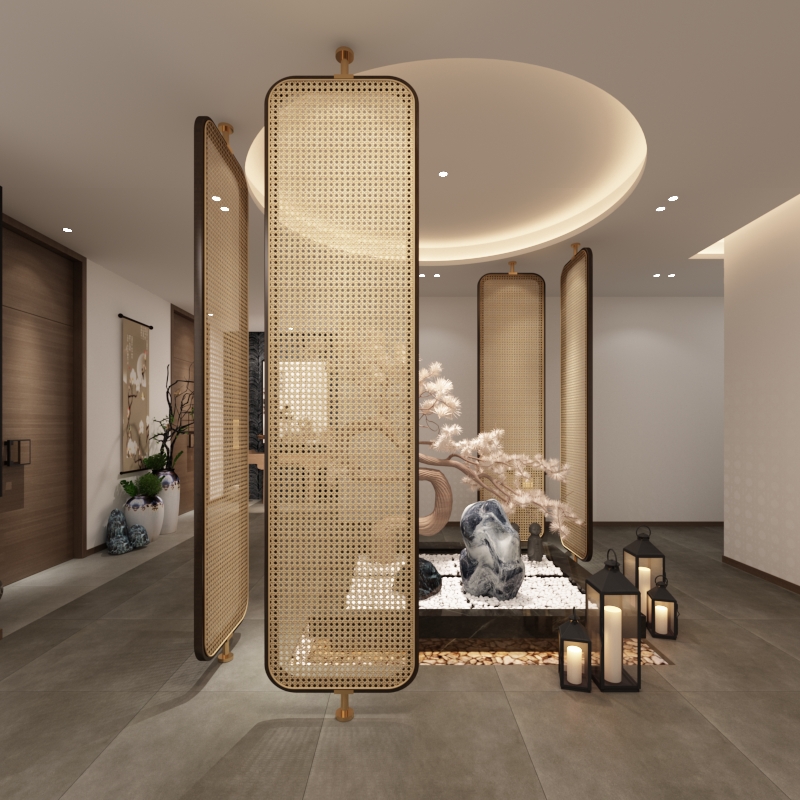 パーテーション 籐編み風天井突っ張り式間仕切りパーテーション