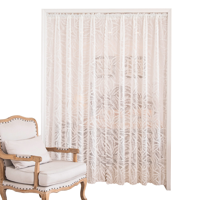 パーテーション 優雅な透け感レース柄間仕切りカーテン