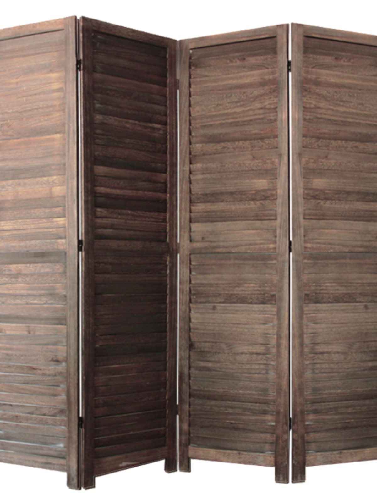 パーテーション 天然木製ルーバー式四連折りたたみ間仕切り