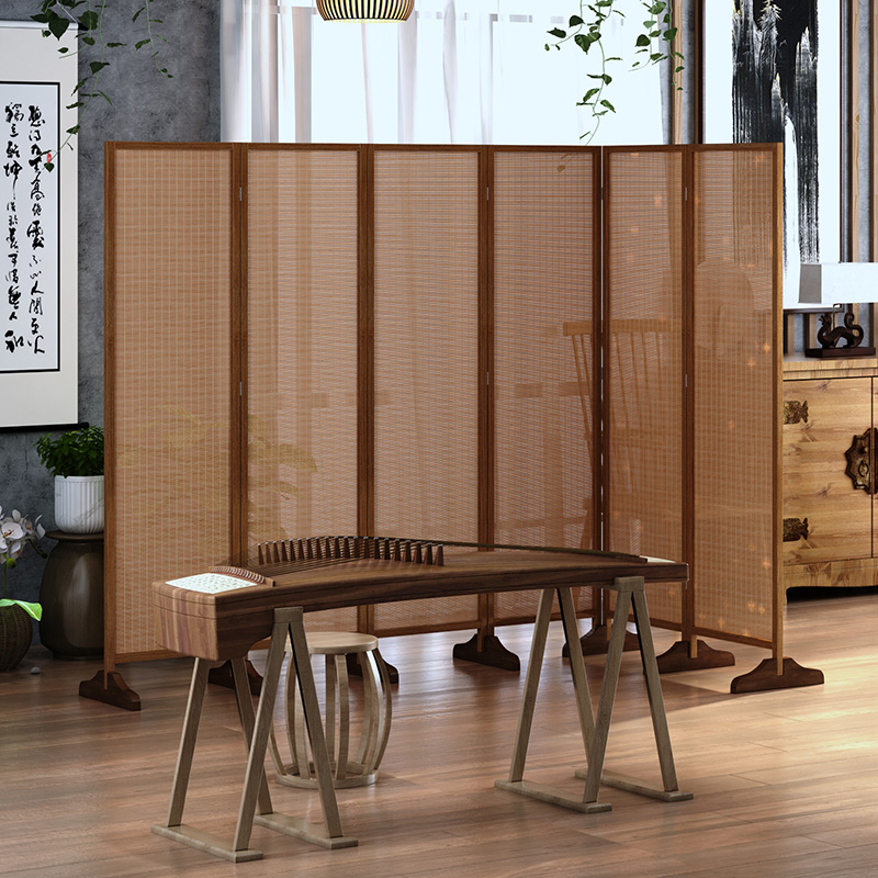 パーテーション 木製枠組み六連式折りたたみ衝立