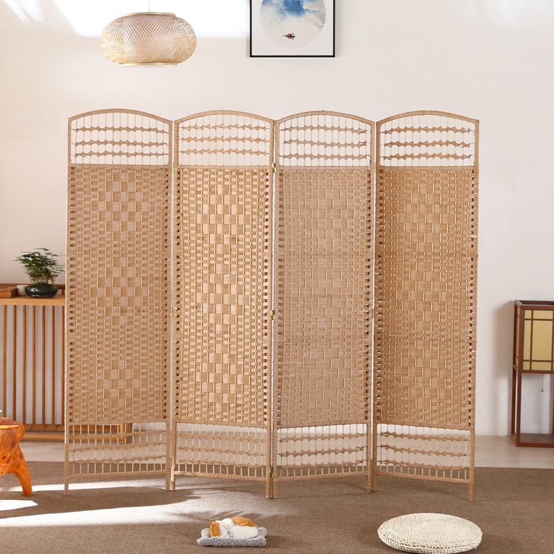 パーテーション 天然木編み込み四連折りたたみ式間仕切り