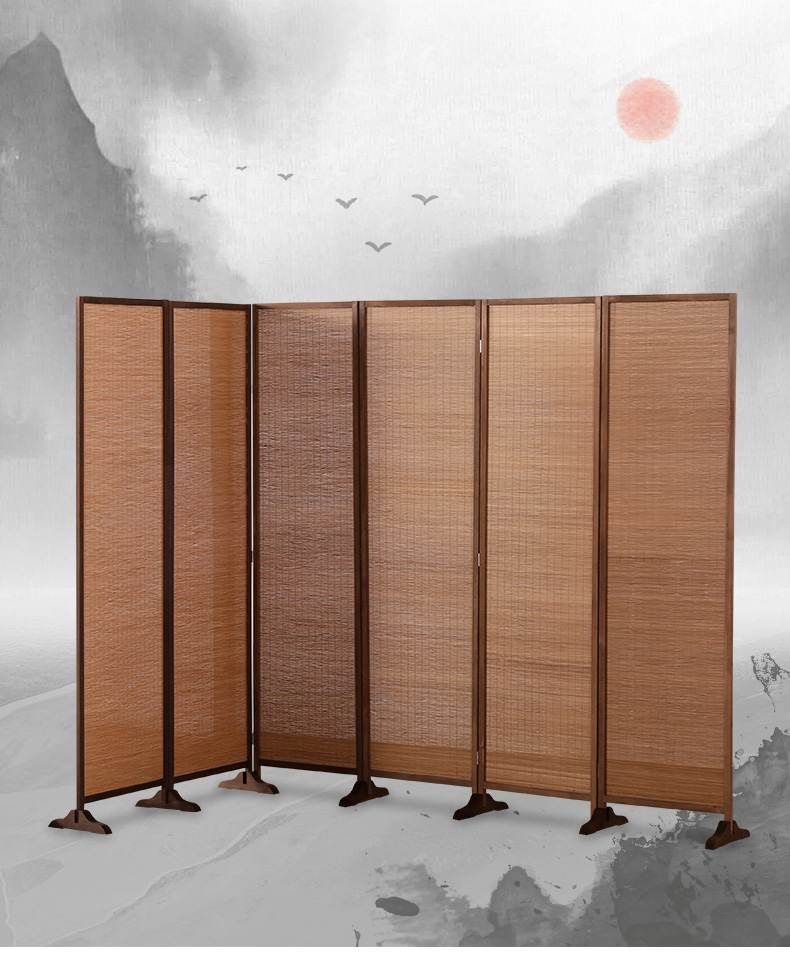 パーテーション 木製枠組み六連式折りたたみ衝立