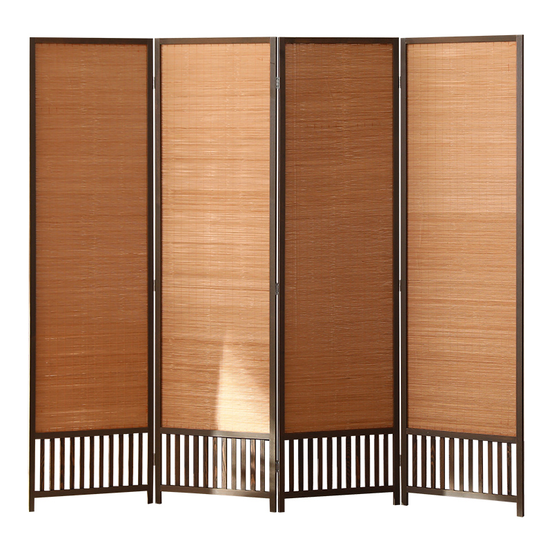 パーテーション 天然木フレーム和風衝立四連折りたたみ式間仕切り