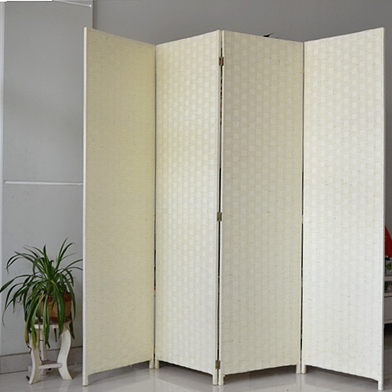 パーテーション 編み込みデザイン四連折り畳み間仕切り衝立