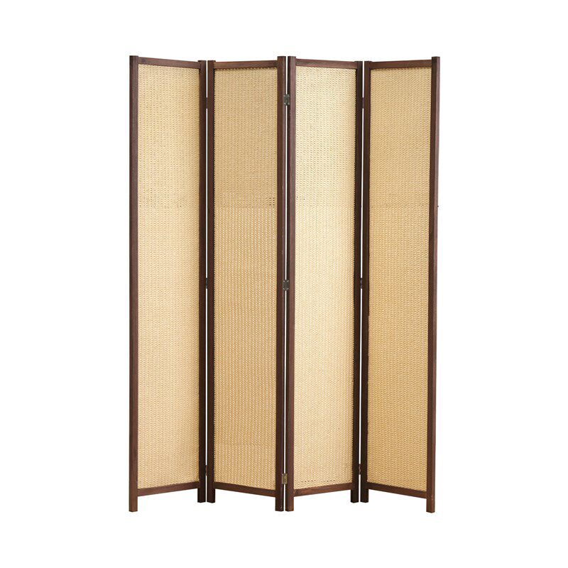 木製フレーム四連折りたたみ式間仕切りパーテーション