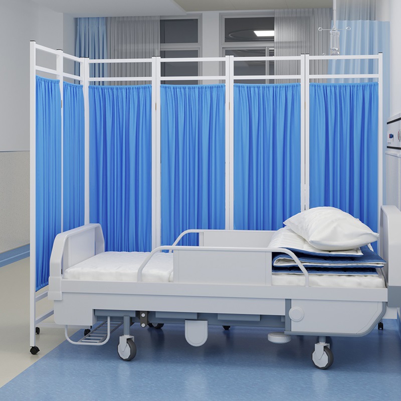 パーテーション 四連式布製カーテン付き移動型間仕切りパーテーション