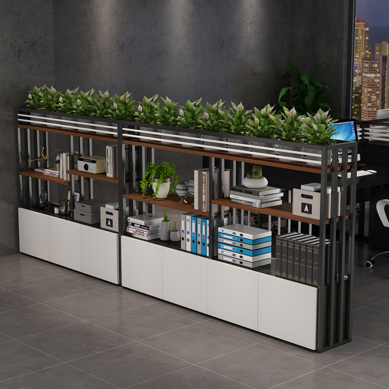 パーテーション グリーン装飾付き多機能収納パーテーション