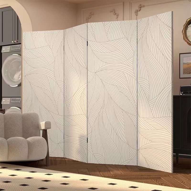 リーフ柄立体彫刻パーテーション四連