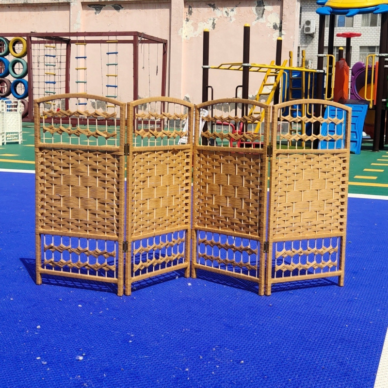 パーテーション 編み込み装飾四連折りたたみ式間仕切り