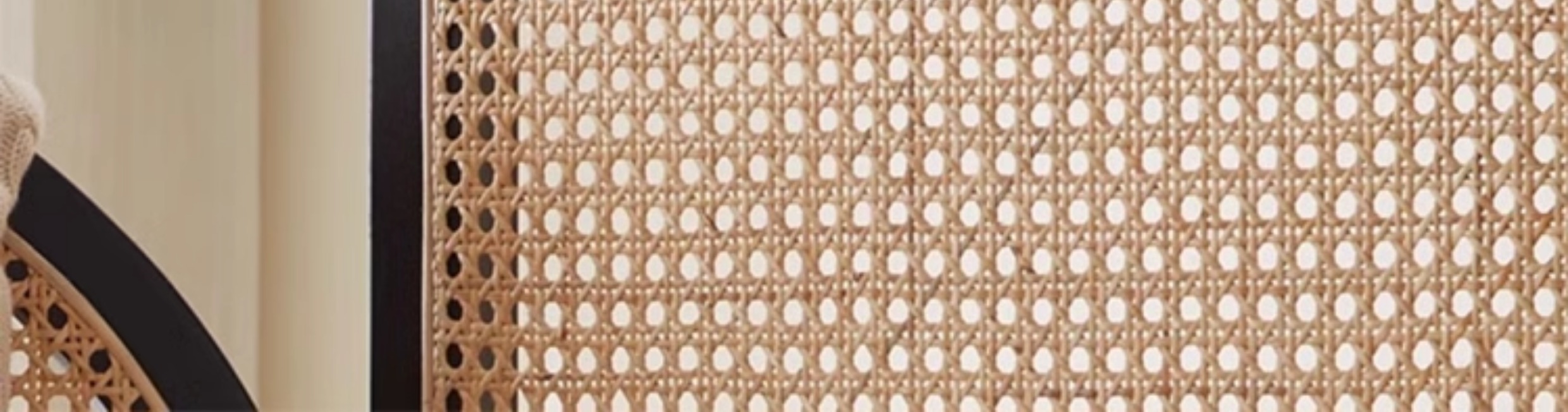 パーテーション 天然木フレーム籐編み三連折りたたみ式間仕切り