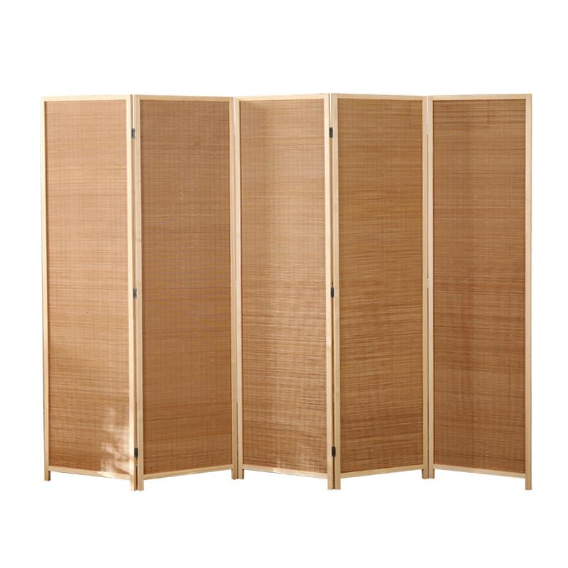 パーテーション 天然木製五連折りたたみ式間仕切り衝立