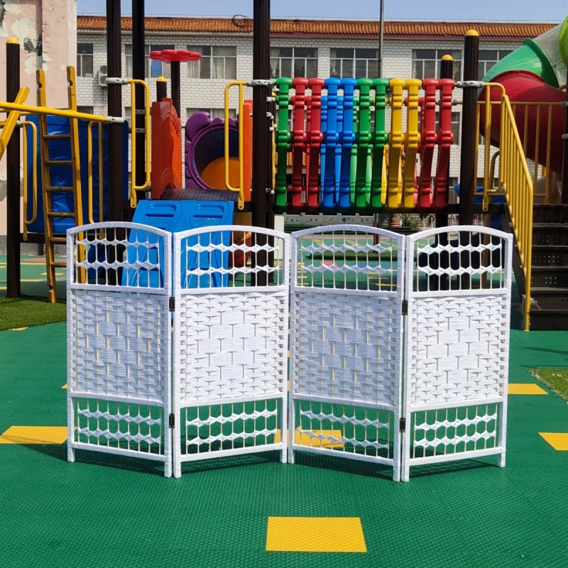 パーテーション 編み込み装飾四連折りたたみ式間仕切り