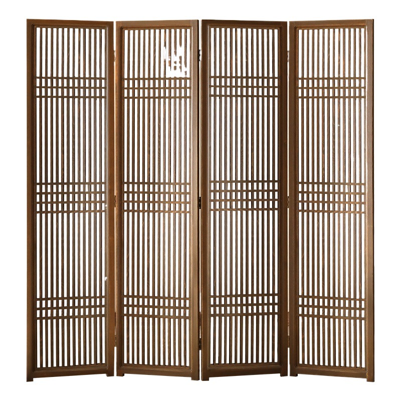 パーテーション 和風格子デザイン木製自立式二連パーテーション