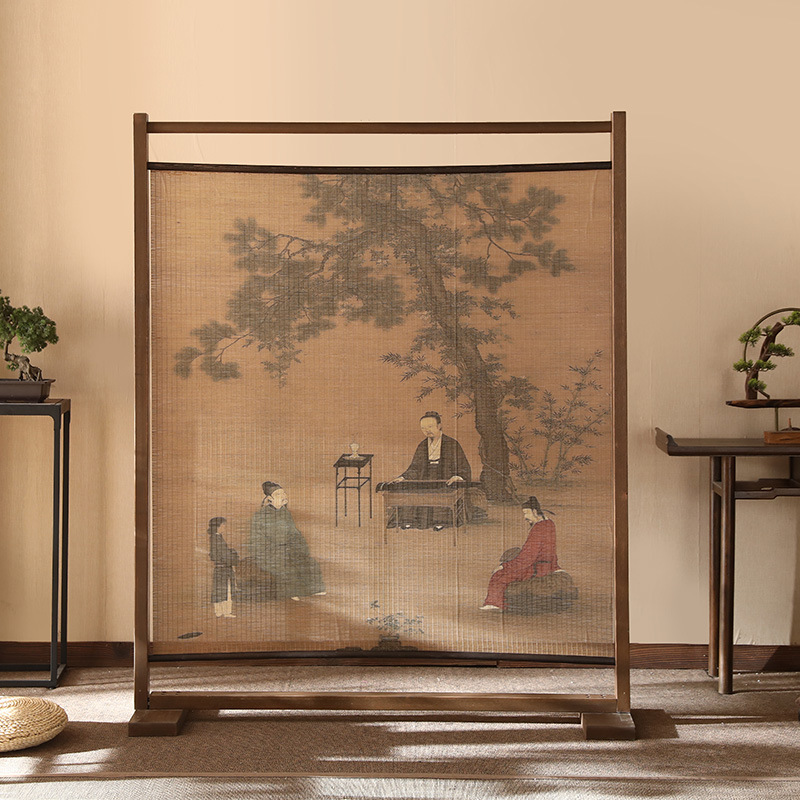 パーテーション 東洋古典絵巻木製間仕切り衝立