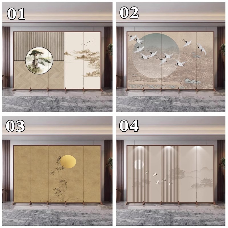 パーテーション 東洋風景画折りたたみ式間仕切り屏風