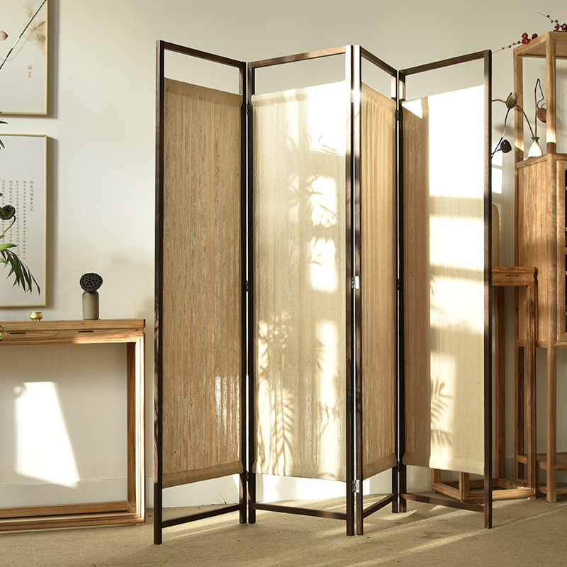 パーテーション 木枠四連式ギャザー布付きパーテーション