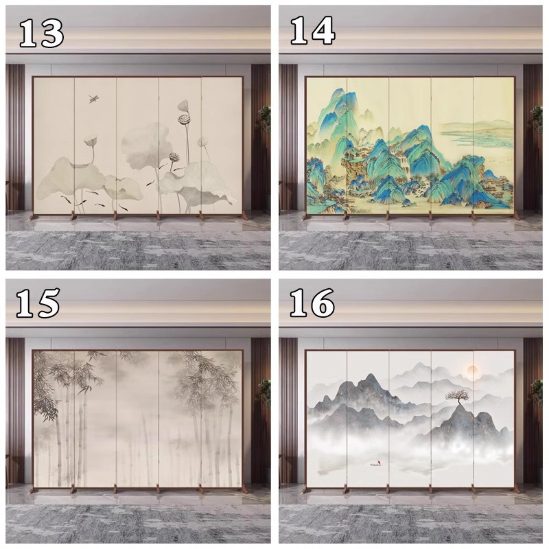 パーテーション 東洋風景画折りたたみ式間仕切り屏風