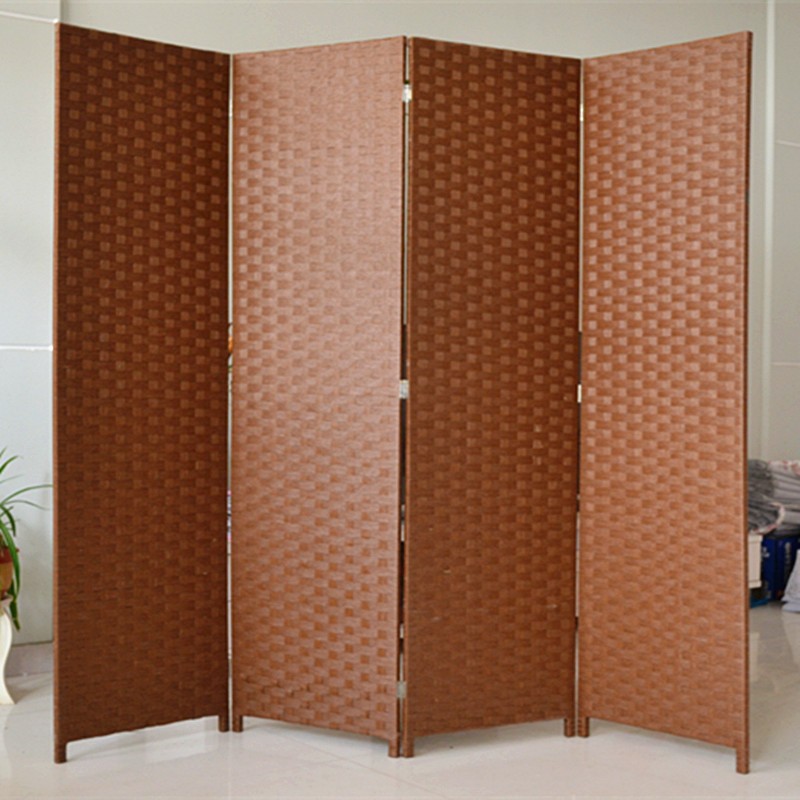 パーテーション 編み込みデザイン四連折り畳み間仕切り衝立