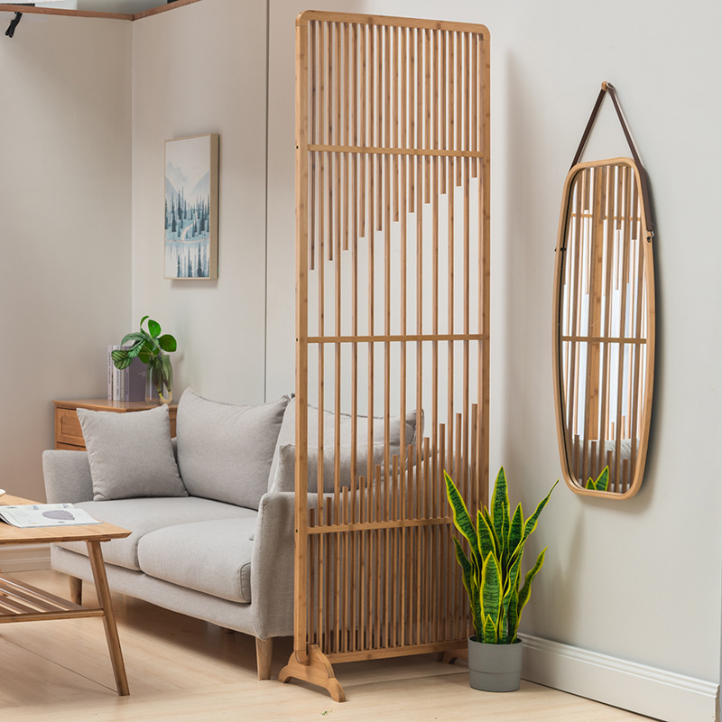 パーテーション 縦格子デザイン木製自立式間仕切りパーテーション