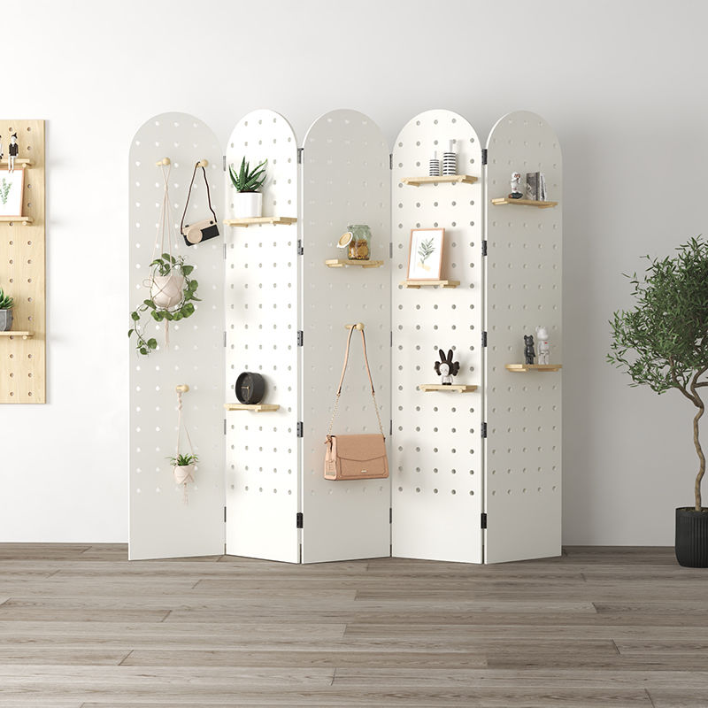 パーテーション 天然木製有孔ボード折り畳み式間仕切り収納衝立