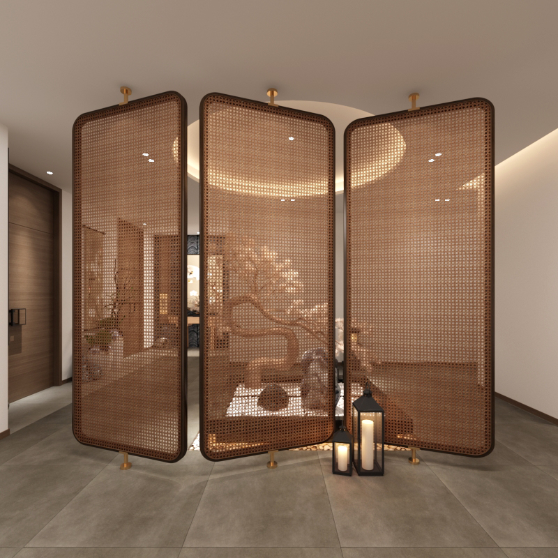 パーテーション 籐編み風天井突っ張り式間仕切りパーテーション