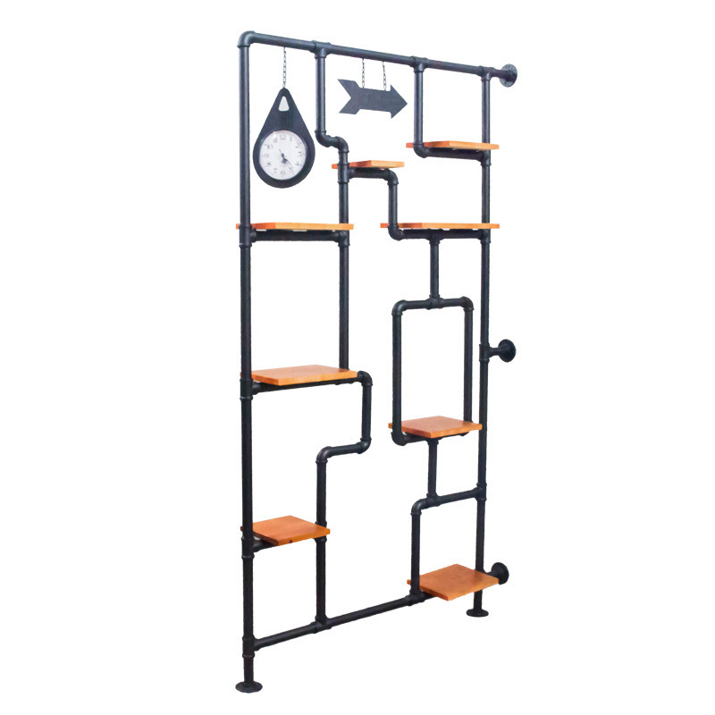 パーテーション 工業風デザイン突っ張り式多段飾り棚パーテーション