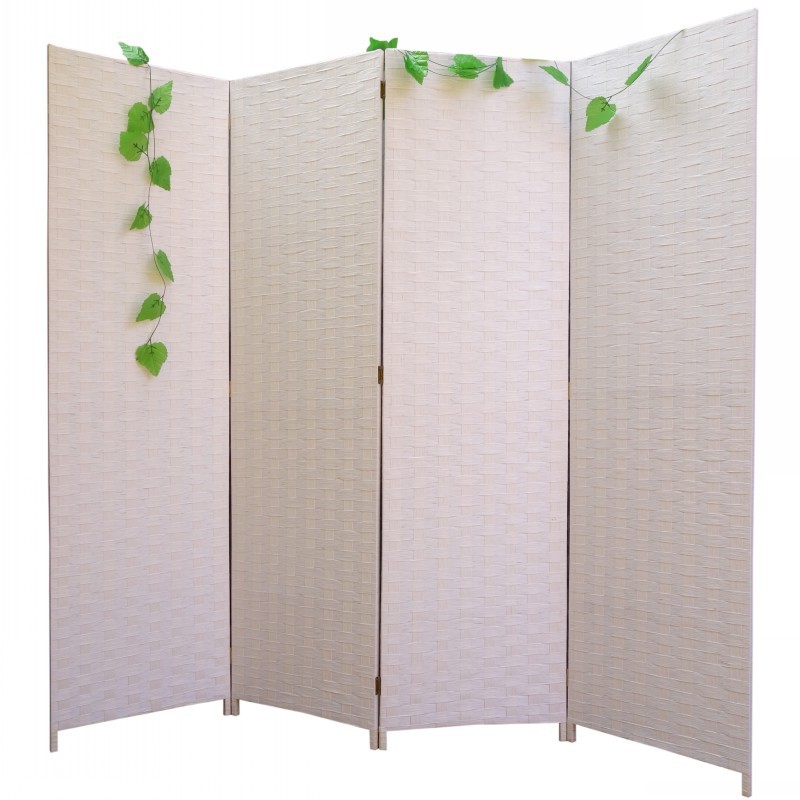 パーテーション 木目調四連折りたたみ間仕切り衝立