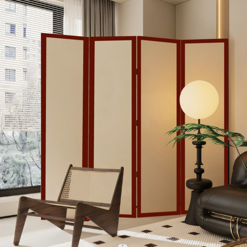 パーテーション 四連折りたたみ式半透明枠組パーテーション