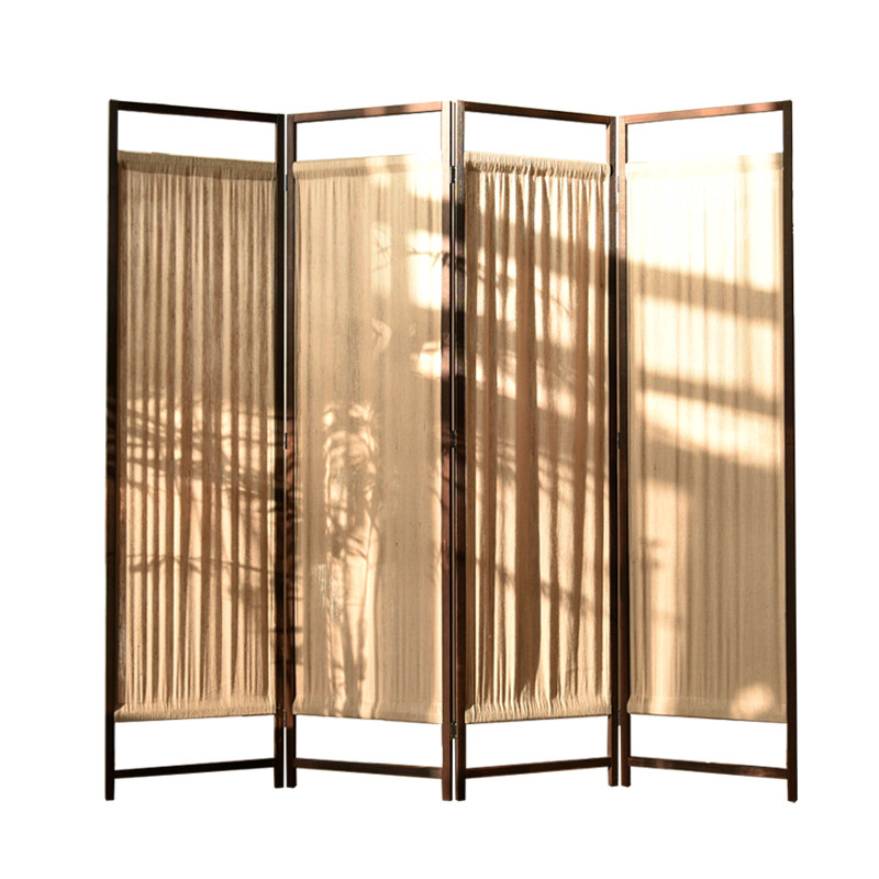 パーテーション 木枠四連式ギャザー布付きパーテーション
