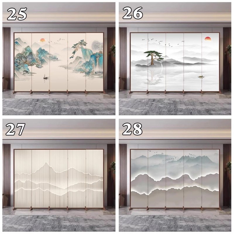 パーテーション 東洋風景画折りたたみ式間仕切り屏風