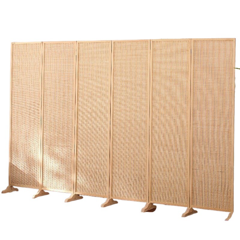 パーテーション 天然木フレーム六連編み込みパーテーション