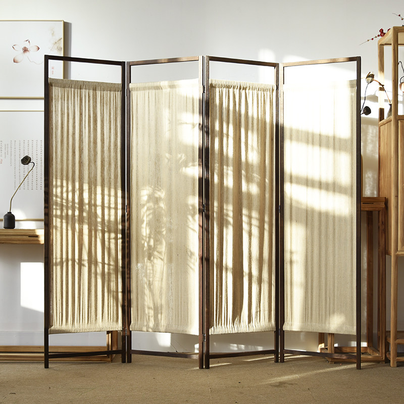 パーテーション 木枠四連式ギャザー布付きパーテーション