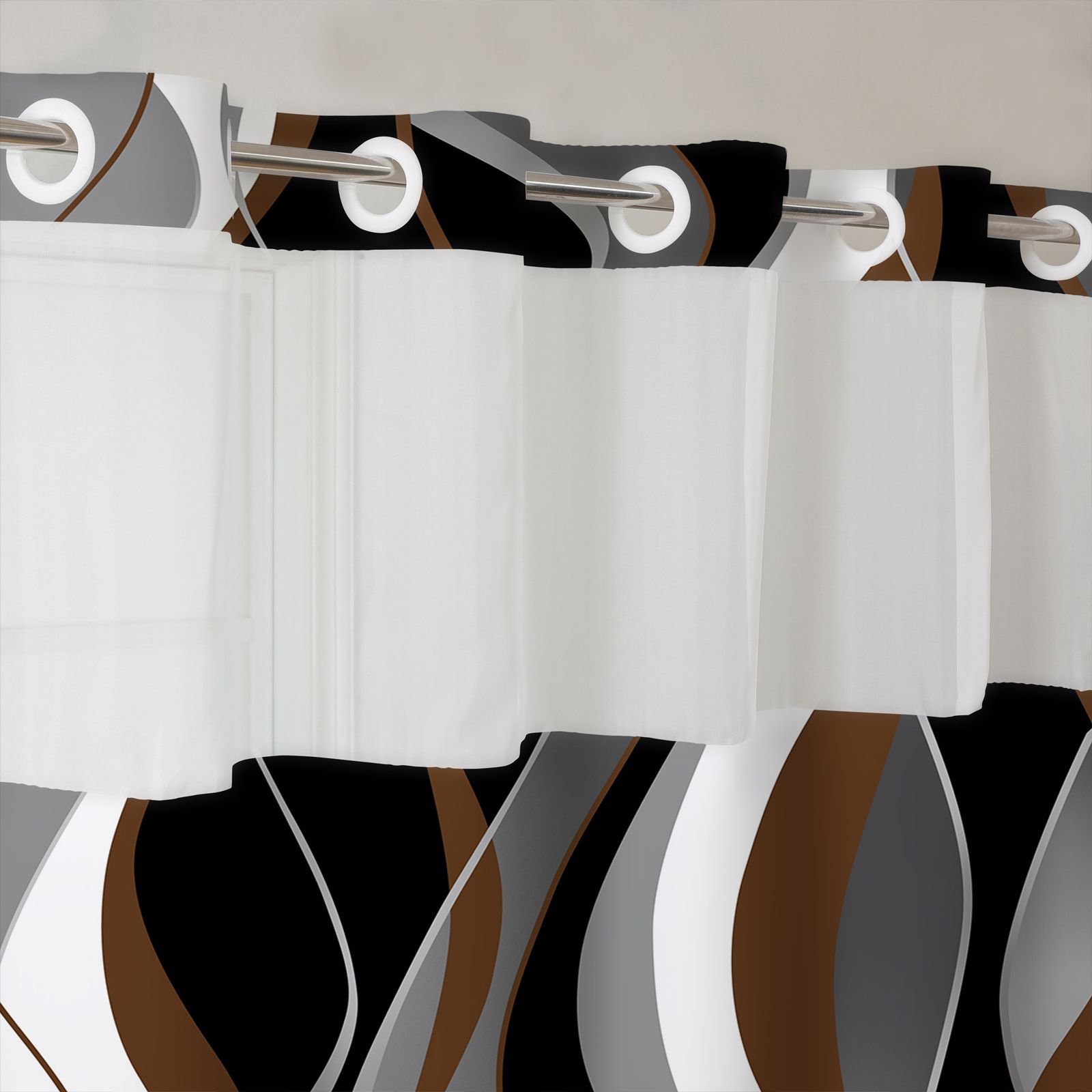 パーテーション 波打つ曲線模様の目隠しパーテーションカーテン