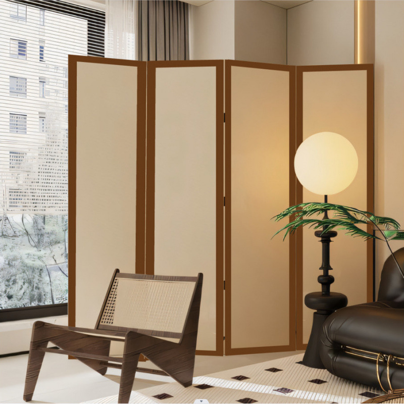 パーテーション 四連折りたたみ式半透明枠組パーテーション