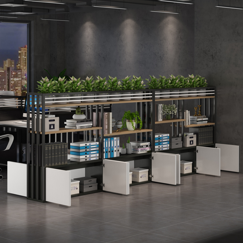 パーテーション グリーン装飾付き多機能収納パーテーション