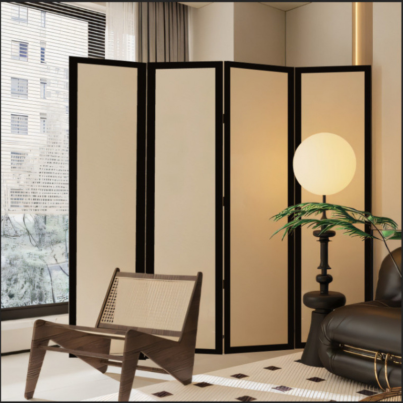 パーテーション 四連折りたたみ式半透明枠組パーテーション