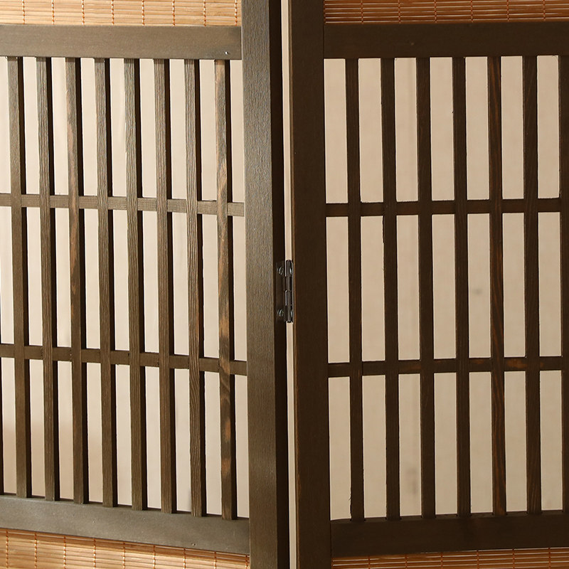 パーテーション 和風格子細工五連木製衝立パーテーション