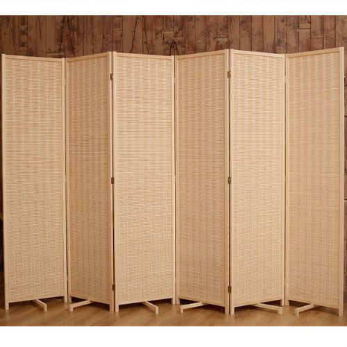 パーテーション 天然木フレーム六連編み込みパーテーション